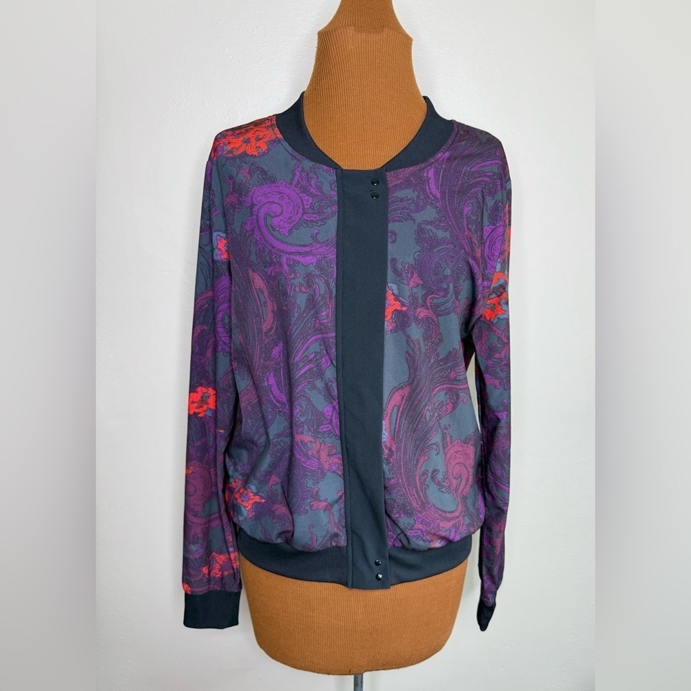 Fabletics Ithaca Floral Lightweight Zip Up Athletic Bomber Jacket Large